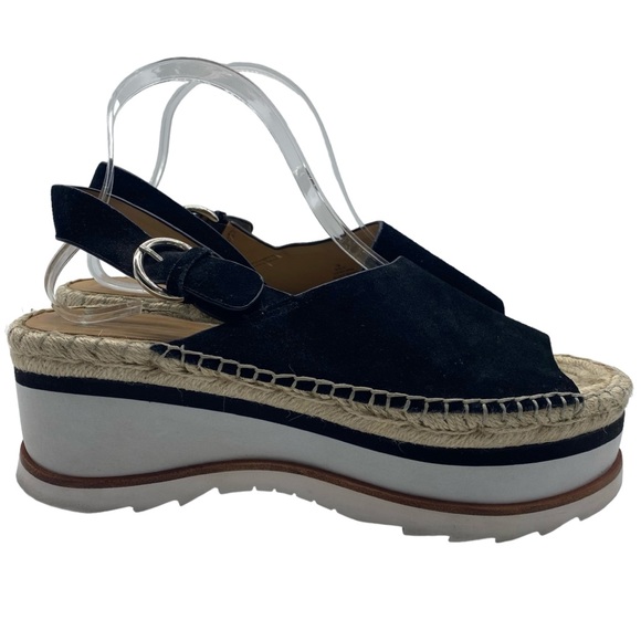 Marc Fisher Womens Sandals Size 10 Quint Black Suede Platform Slingback Chunky - Picture 3 of 10